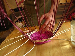 Плетение из лозы корзины начало Плетение из лозы корзины начало