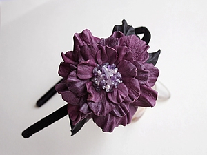 Мастер-класс Бархатный ободок с фиолетовым кожаным цветком. | Ярмарка Мастеров - ручная работа, handmade
