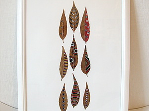 Сухие расписные листья под стеклом | Ярмарка Мастеров - ручная работа, handmade