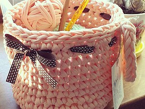 Корзинка из трикотажной пряжи своими руками Корзинка из трикотажной пряжи своими руками