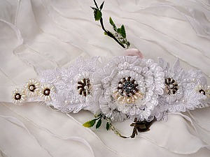 Создаем красивый пояс на свадебное платье | Ярмарка Мастеров - ручная работа, handmade