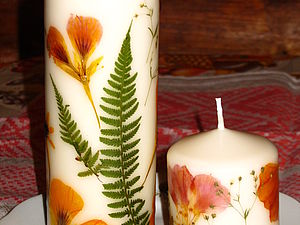 Свеча вся в цветах-сухоцветах | Ярмарка Мастеров - ручная работа, handmade