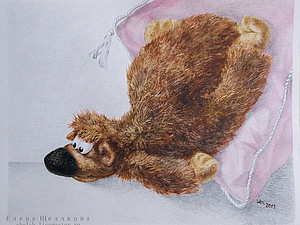 Смешанная техника «акварель+акрил», или Ведмедь от пяток до кончика носа | Ярмарка Мастеров - ручная работа, handmade