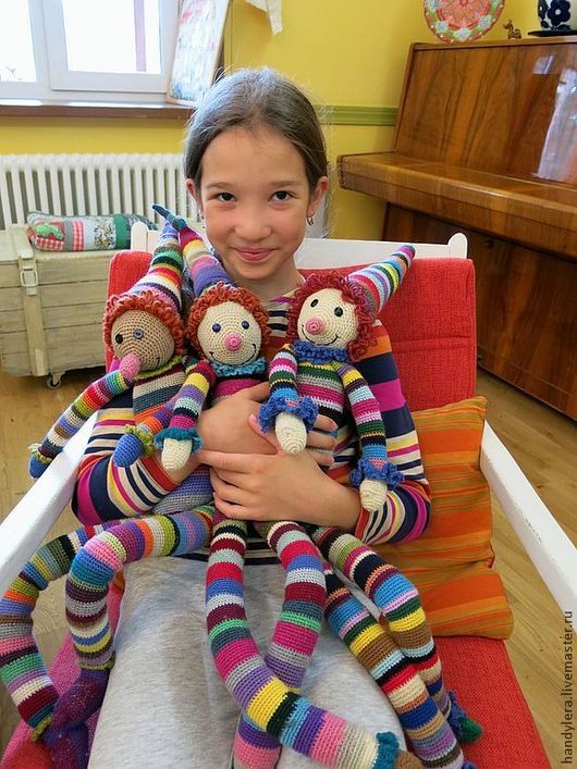 Вязаная игрушка клоун, Вязаные игрушки Вязаная игрушка клоун, Вязаные игрушки