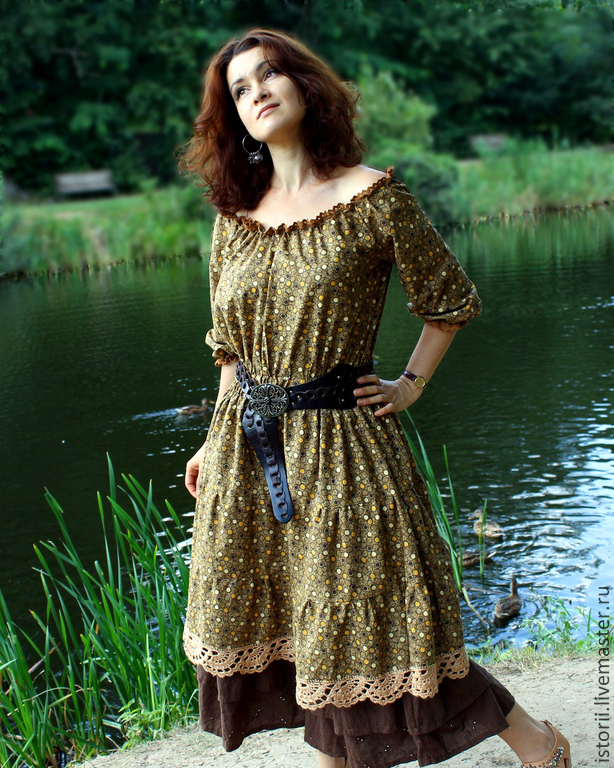 Модное Платье в Деревенском Стиле Цветочное Черное р.S, M, L, XL