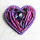 Пурпурная брошь "Sweet Heart"с лентой шибори