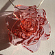 Кулон роза Розовое шампанское. Лэмпворк lampwork, цветок, прозрачный