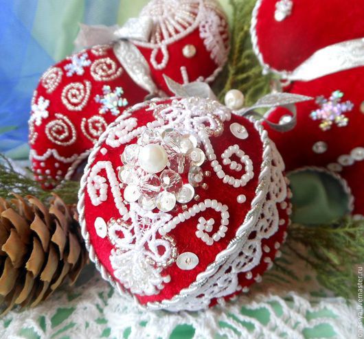 Елочные украшения с вышивкой Елочные украшения с вышивкой