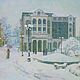 Картина маслом "Снежный день", дома, зима, снег, городской пейзаж
