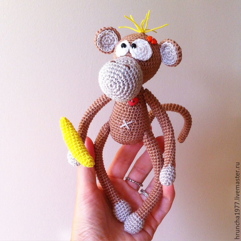 knit monkey stuffed animal