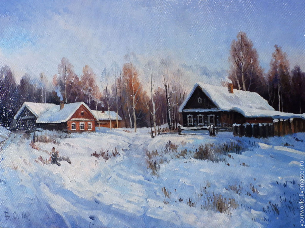  деревня зимой
