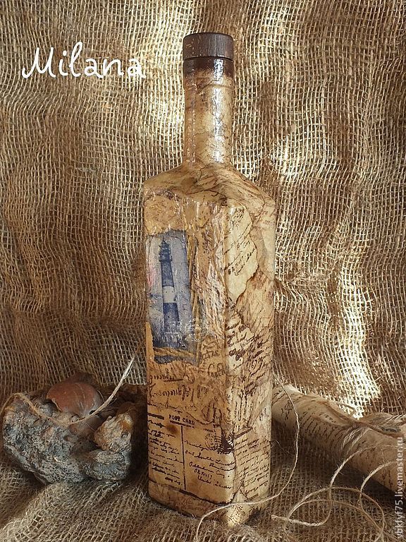 Обратный декупаж для бутылок Обратный декупаж для бутылок