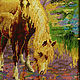 Картина бисером "Лошади у ручья"