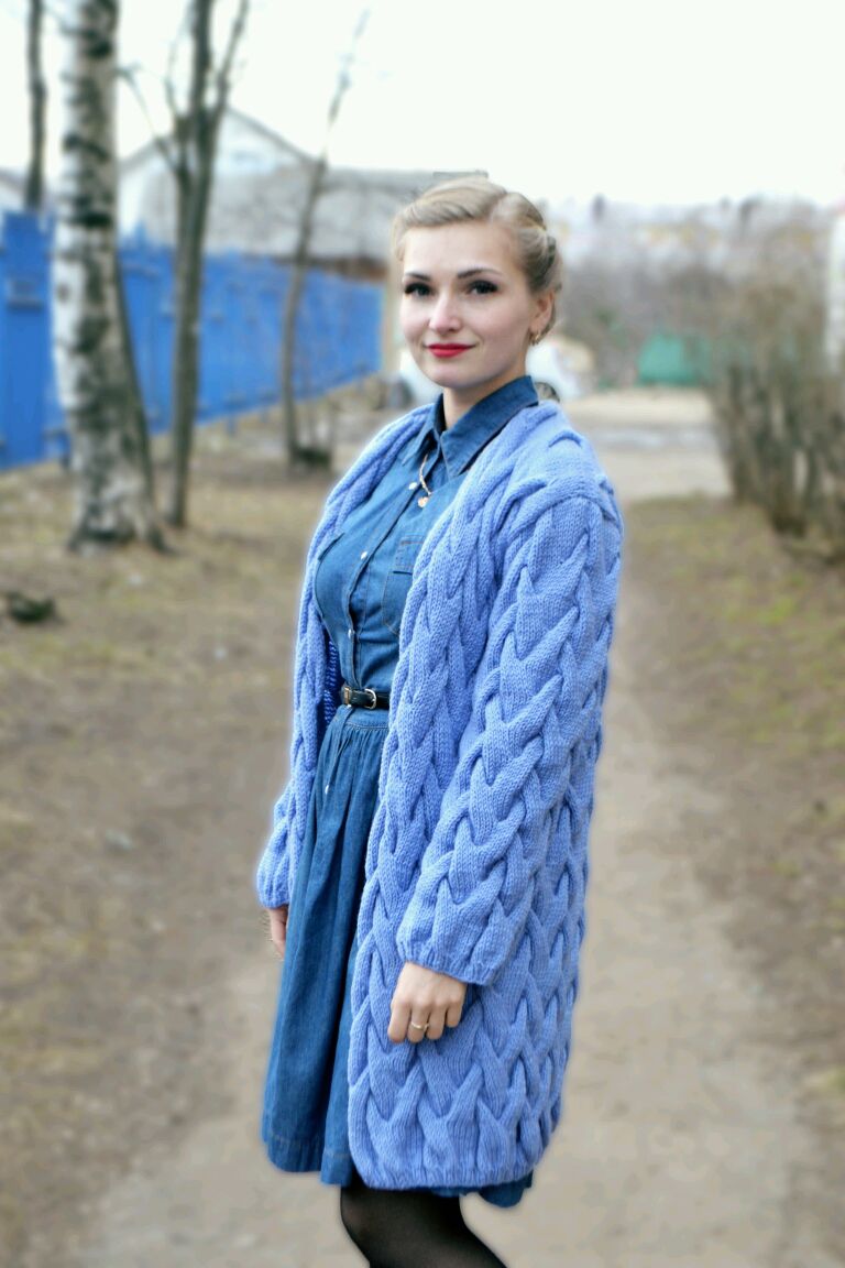 Кардиган связанный косами Кардиган связанный косами