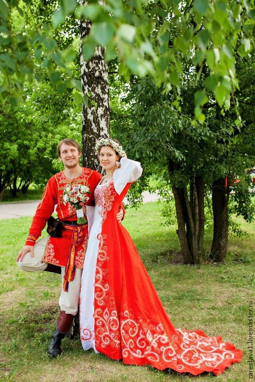 Свадебные славянские платья