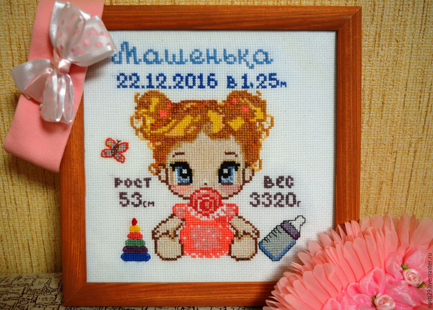 Вышивка метрика для девочек 7
