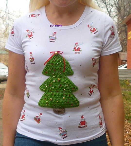 свитер для девочек елочка с шариками. как украсить одежду на новый год. как украсить одежду на новый год. свитер с мишурой.