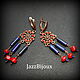 Серьги  с лазуритом и кораллом. Серьги классические. JazzBijoux ДжазБижу (Елена Сафронова). Ярмарка Мастеров.  Фото №10