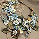Morning Valley Of The Forget-Me-Nots. Necklace. Genuine leather, Necklace, St. Petersburg,  Фото №1