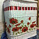 wicker basket for linen with red poppies, Bags, Moscow,  Фото №1