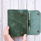 Канцелярские товары handmade. Livemaster - original item Notepad A6 dark green on buttons. Handmade.