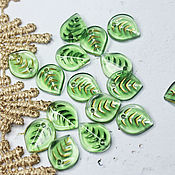 Материалы для творчества handmade. Livemaster - original item Beads Leaves 12/10 mm Green 1 piece Acrylic. Handmade.
