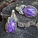 Заказать Серьги с натуральным чароитом в серебре. JewelryStudioGem. Ярмарка Мастеров. . Серьги классические Фото №3