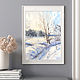 Watercolor painting 'Sunny day. February.' winter landscape. Pictures. Senchilova Evgenia. Online shopping on My Livemaster.  Фото №2