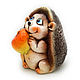 Order Ceramic figurine 'hedgehog with an apple'. aboka. Livemaster. . Figurine Фото №3