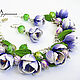 Set of polymer clay with flowers and beads 'Crocuses', Jewelry Sets, Voronezh,  Фото №1