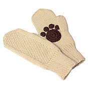 Аксессуары handmade. Livemaster - original item Mittens with paws Cat Siamese women`s knit. Handmade.