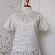 Blusa de lino con manga de una pieza y bordado a mano. Blouses. CreativChik by Anna Krapivina (Creativchik). Интернет-магазин Ярмарка Мастеров.  Фото №2