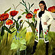 Белый ,вязаный кардиган с ручной вышивкой   "Тюльпаны", Пальто, Мурсия,  Фото №1