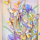 Весна... бабочки...ирисы -картина на шелке объемная, трехслойная, Картины, Находка,  Фото №1