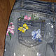 Jeans with hand-painted ' Skull and flowers '. Jeans. Koler-art handpainted wear. My Livemaster. Фото №5