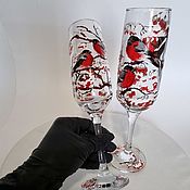 Apple blossom glasses with stained glass painting