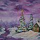 Order Picture miniature Christmas tree, Pink evening, 20h15, oil. Valeria. Livemaster. . Pictures Фото №3