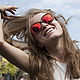 «France Red» от Timbersun, деревянные солнцезащитные очки. Очки. Уникальные аксессуары Timbersun. Интернет-магазин Ярмарка Мастеров.  Фото №2