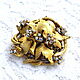 Gold leaf brooch, LARISA BARRERA, USA, 24K gold leaf, leaves, Vintage brooches, Moscow,  Фото №1