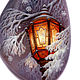 Кулон Снежный фонарь. Лаковая миниатюра на камне, Кулон, Москва,  Фото №1