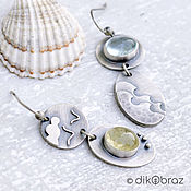 Украшения handmade. Livemaster - original item Earrings silver Above the level of the sea, aquamarines. Handmade.
