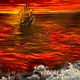 Картины масло: Морской пейзаж красный закат. Корабль Летучий голландец. Картины. Елена Шараева Душа и масло на холсте. Ярмарка Мастеров.  Фото №6
