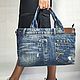 Сумка-тоут: классика из джинсы. Классическая сумка. Jeans bags by Anna. Ярмарка Мастеров.  Фото №6