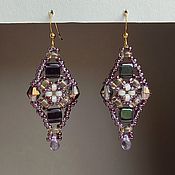 Украшения handmade. Livemaster - original item Purple beaded earrings with faceted vintage beads. Handmade.