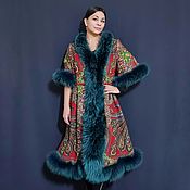 Одежда handmade. Livemaster - original item Caftan dress made of a shawl with a fox silver fox. Handmade.