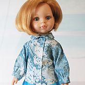 Куклы и игрушки handmade. Livemaster - original item Grey-blue blouse with a pattern for Paula Reina doll. Handmade.