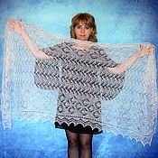 Gray Russian shawl, Hand knit kerchief, Cover up, Wool wrap №2BV