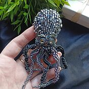 Украшения handmade. Livemaster - original item Brooch-pin made of beads sea decoration in the form of an octopus as a gift. Handmade.