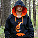 Men's black hoodie, hoodie with Fox footer, Sweatshirts for men, Novosibirsk,  Фото №1
