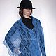 Blue openwork knitted scarf, wool stole. Scarves. IRINA GRUDKINA Handmade Knitwear. My Livemaster. Фото №10